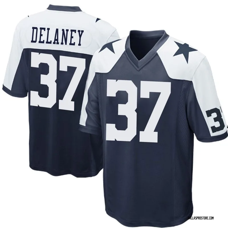 Navy Blue Men's Dee Delaney Dallas Cowboys Game Throwback Jersey