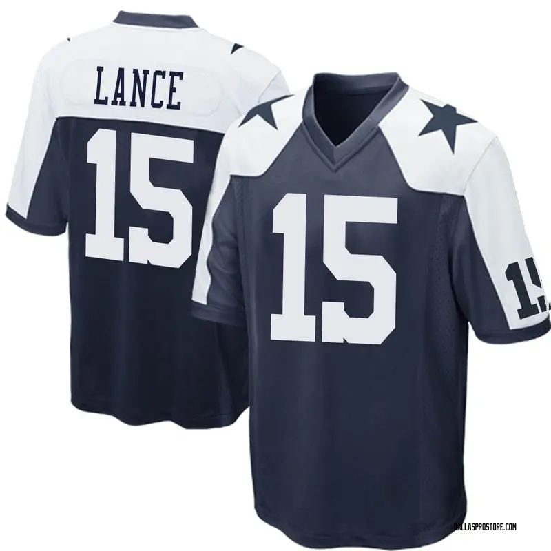 Navy Blue Youth Trey Lance Dallas Cowboys Game Throwback Jersey